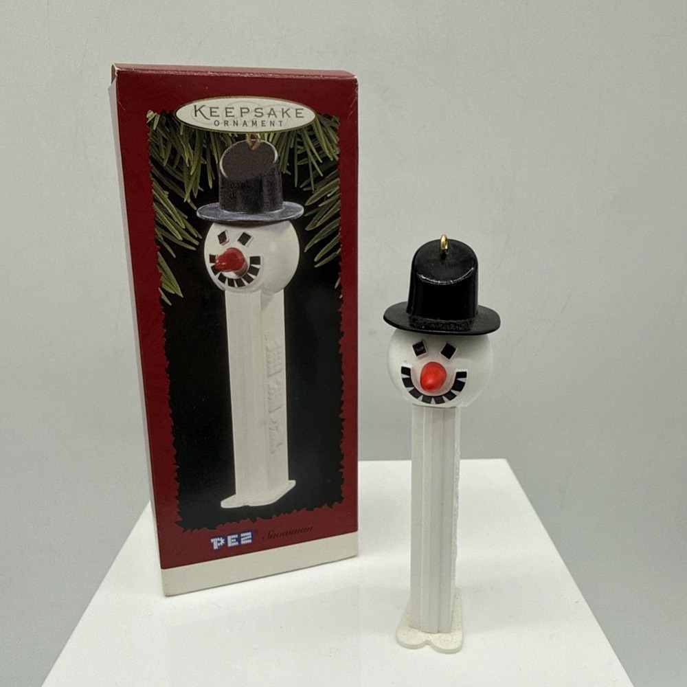 Hallmark Keepsake 1996 PEZ Snowman Christmas Tree Ornament Vintage
